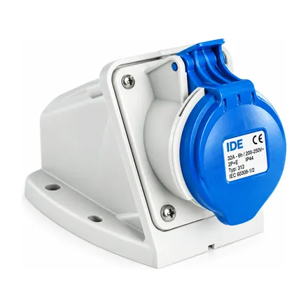 IDE industrial wall-mounted plug, IP44, 2P+E, 220V, 16A, 6h
