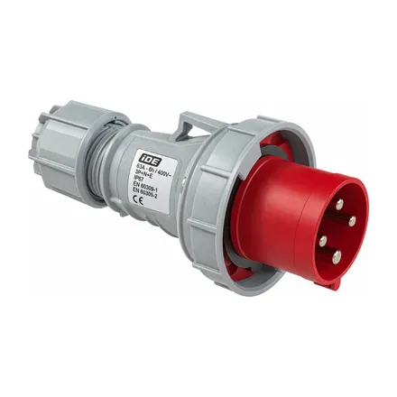 IDE industrial portable plug, IP66-IP67, 3P+E, 380V, 63A, 6h
