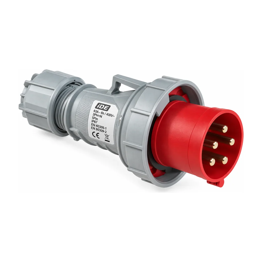 IDE industrial portable plug, IP66-IP67, 3P+N+E, 380V, 16A, 6h