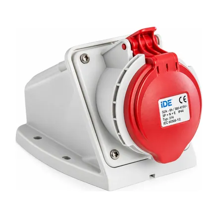IDE industrial wall-mounted plug, IP44, 3P+N+E, 380V, 16A, 6h