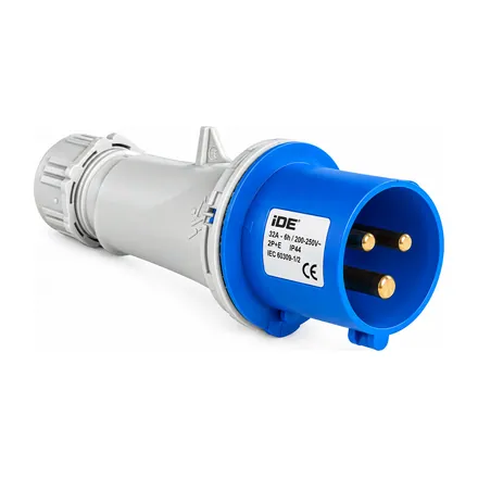 IDE industrial portable plug, IP44, 2P+E, 220V, 16A, 6h