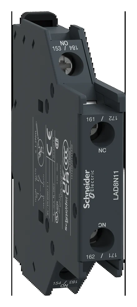 TeSys D auxiliary contact block, 1NO + 1NC, side mounted