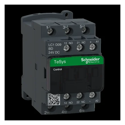 TeSys D contactor, 3P, 9A AC-3, 4kW, 1NO + 1NC, 24V DC coil