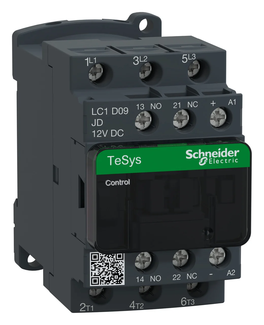 ملامس ⁨TeSys D⁩، ⁨3⁩ أقطاب، ⁨9A AC-3⁩، ⁨4⁩ كيلوواط، ⁨1NO⁩ + ⁨1NC⁩، ملف ⁨12V DC⁩