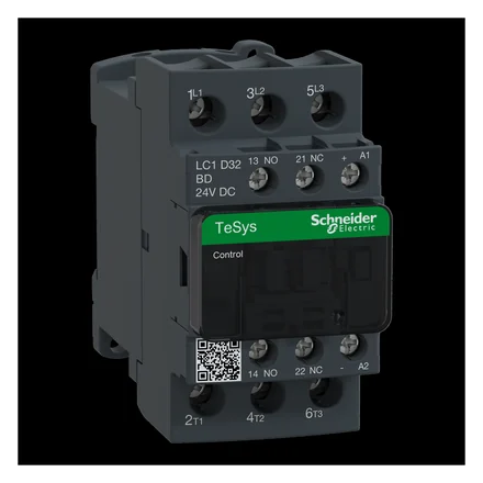 TeSys D contactor, 3P, 32A AC-3, 15kW, 1NO + 1NC, 24V DC coil