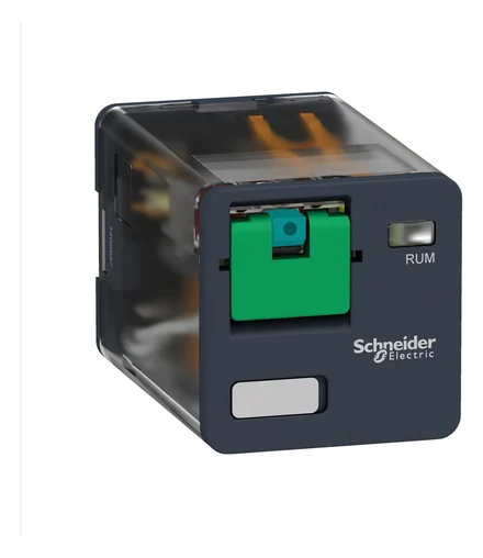 Zelio RUM plug-in relay, 3C/O, 10A, 24V DC coil, with LED and test button