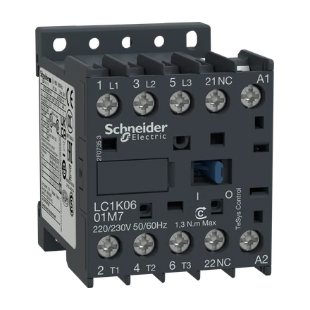 TeSys K Contactor, 3P, 9A AC-3, 4kW, 24V AC Coil, 1NC