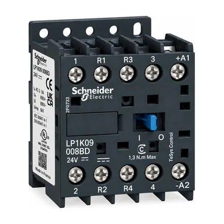 TeSys K Contactor, 4P (2NO + 2NC), 20A AC-1, 24V DC Coil