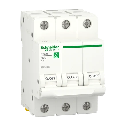 Resi9 MCB, 3P, 6A, C Curve, 4.5kA