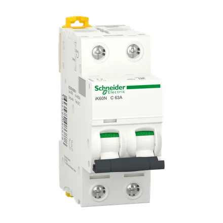 Acti9 iK60N MCB, 2P, 63A, C Curve, 6kA