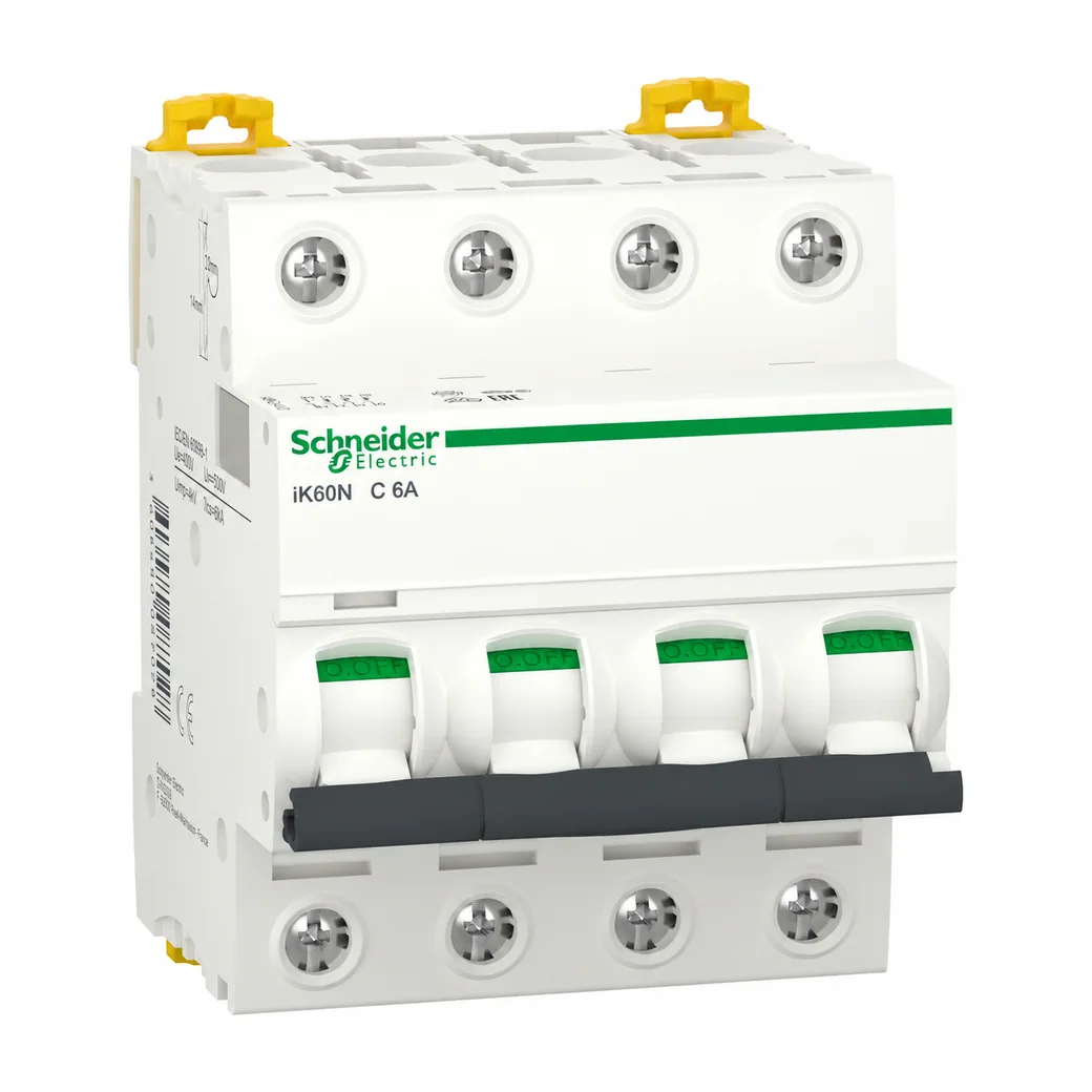 Acti9 iK60N MCB, 4P, 6A, C Curve, 6kA